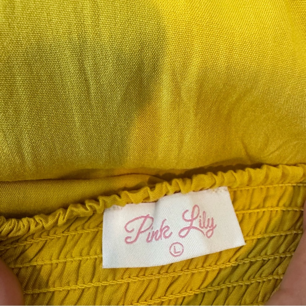 Pink Lily‎ Yellow Button Down Straps Summer Dress Size L #285 - Picture 8 of 8